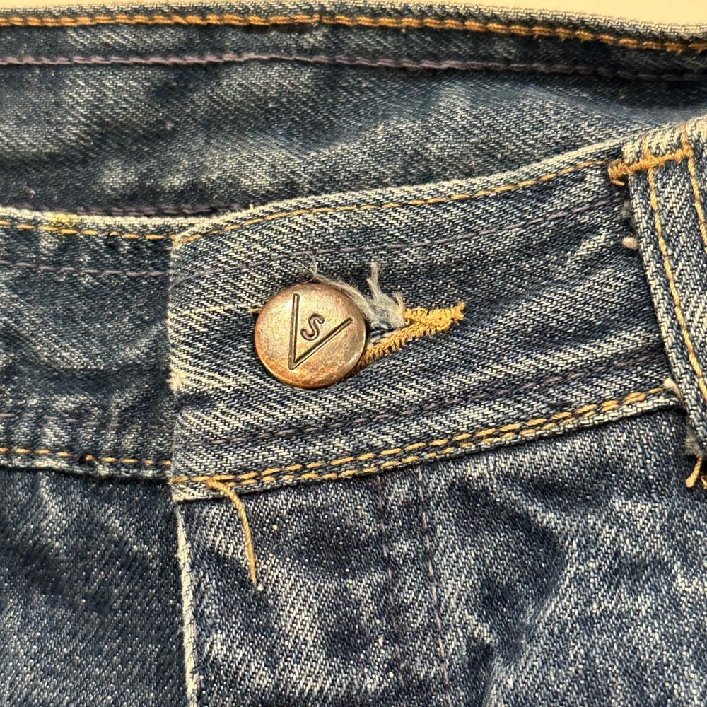 Vintage Viceroy Womens‎ Blue Denim Flare Jeans with Orange Stitching Size 28 x29 - Picture 3 of 12